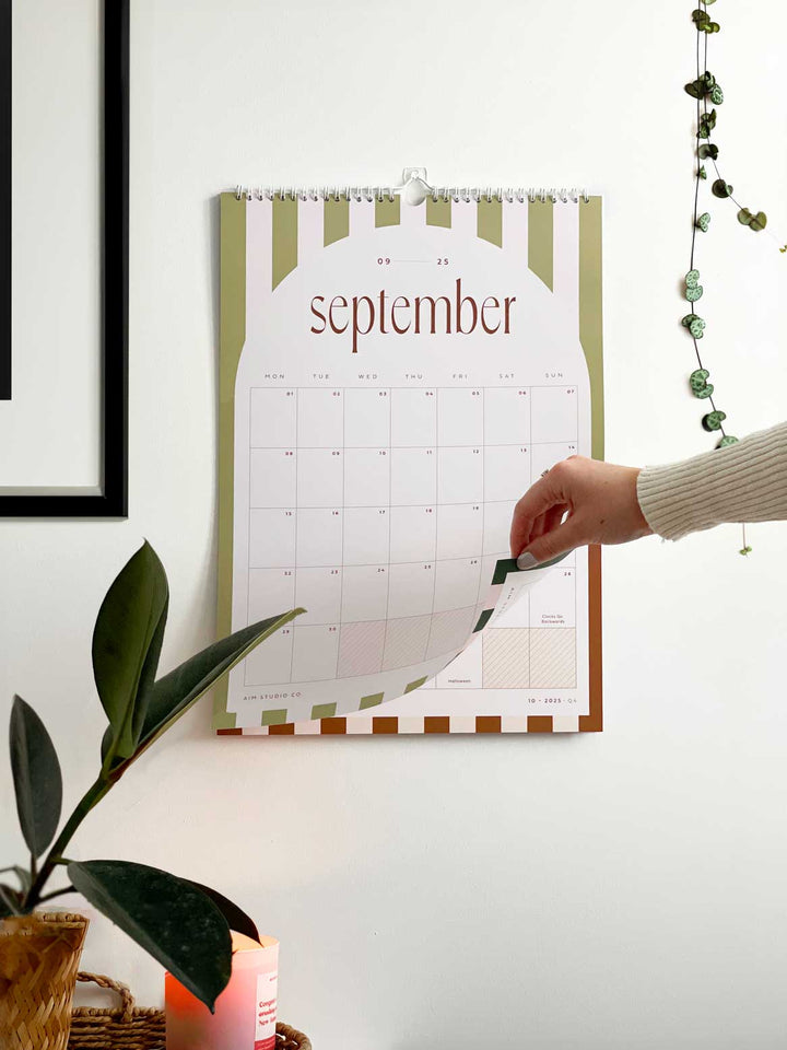 2025 Monthly Calendar | Candy Stripes Wall Planner
