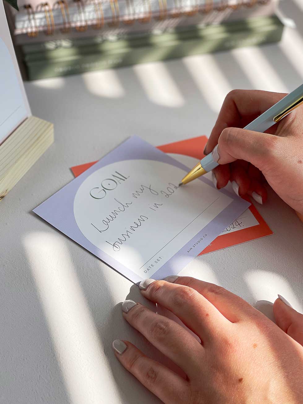 Goal Setting Cards with Wooden Holder
