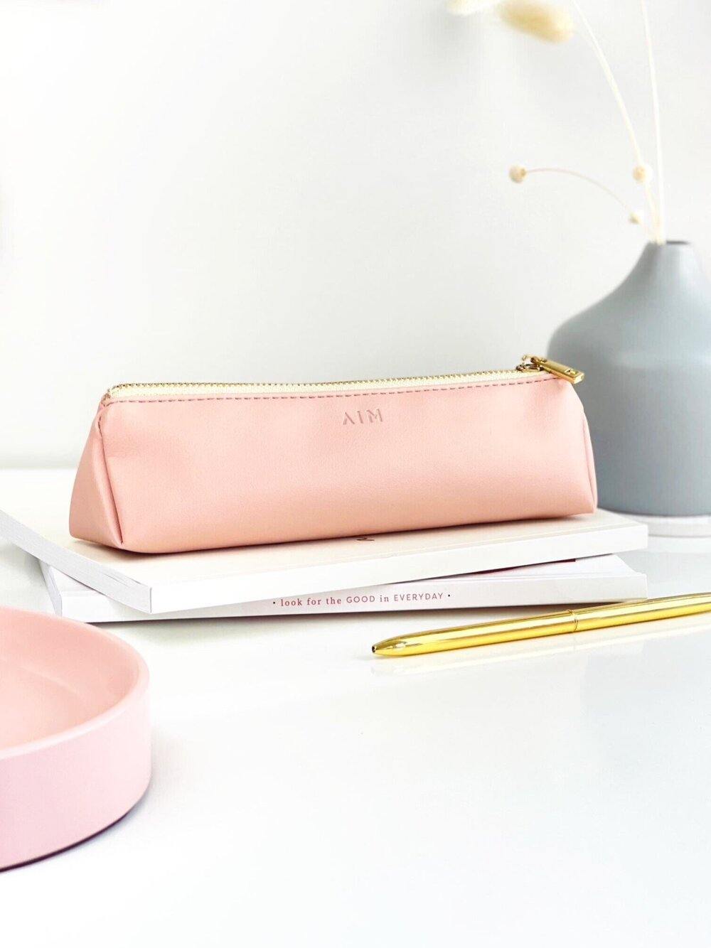 Blush Pink Leather Pencil Case - Stationery & Office Desk Accessories | AIM Studio Co