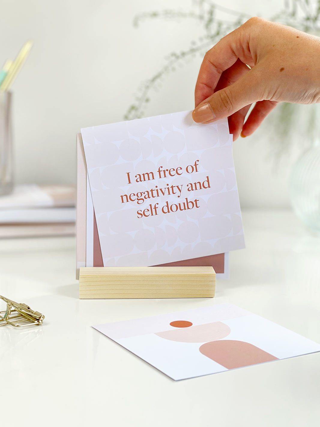 Positive Daily Affirmation Card Bundle with Holder - Stationery & Office Desk Accessories | AIM Studio Co