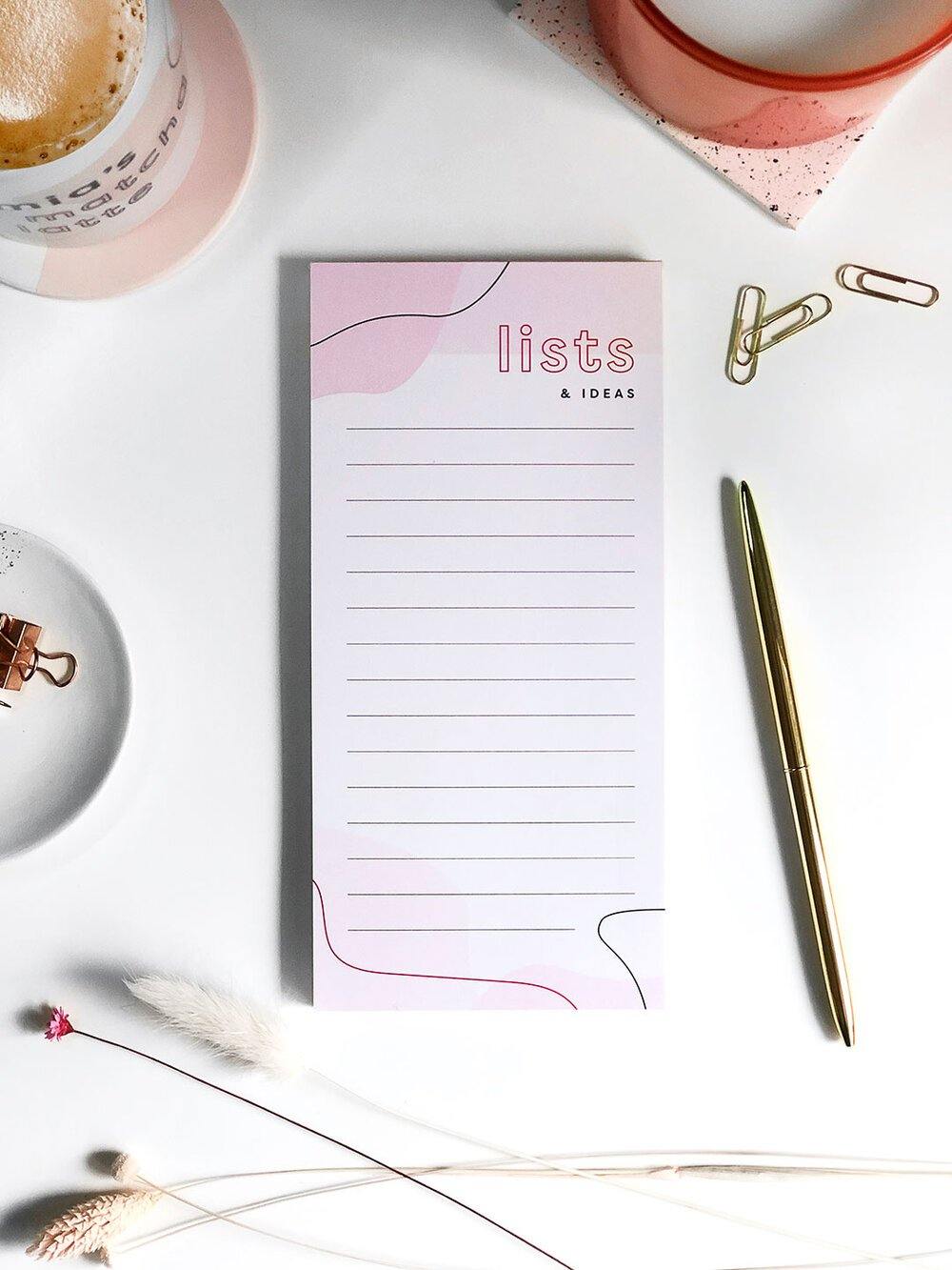 Lists and Ideas Notepad - Stationery & Office Desk Accessories | AIM Studio Co