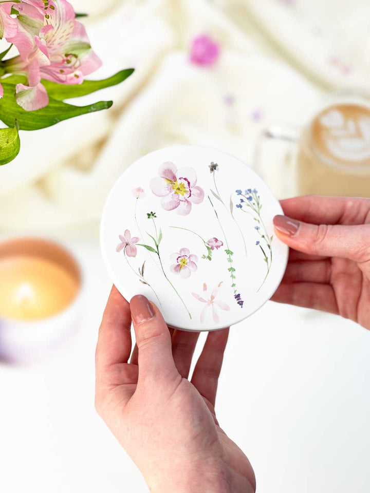 Floral Ceramic Coaster Set