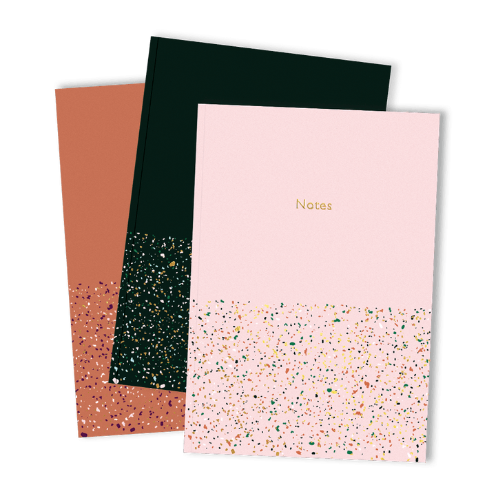 Gold Foiled Terrazzo Notebook Set - Stationery & Office Desk Accessories | AIM Studio Co