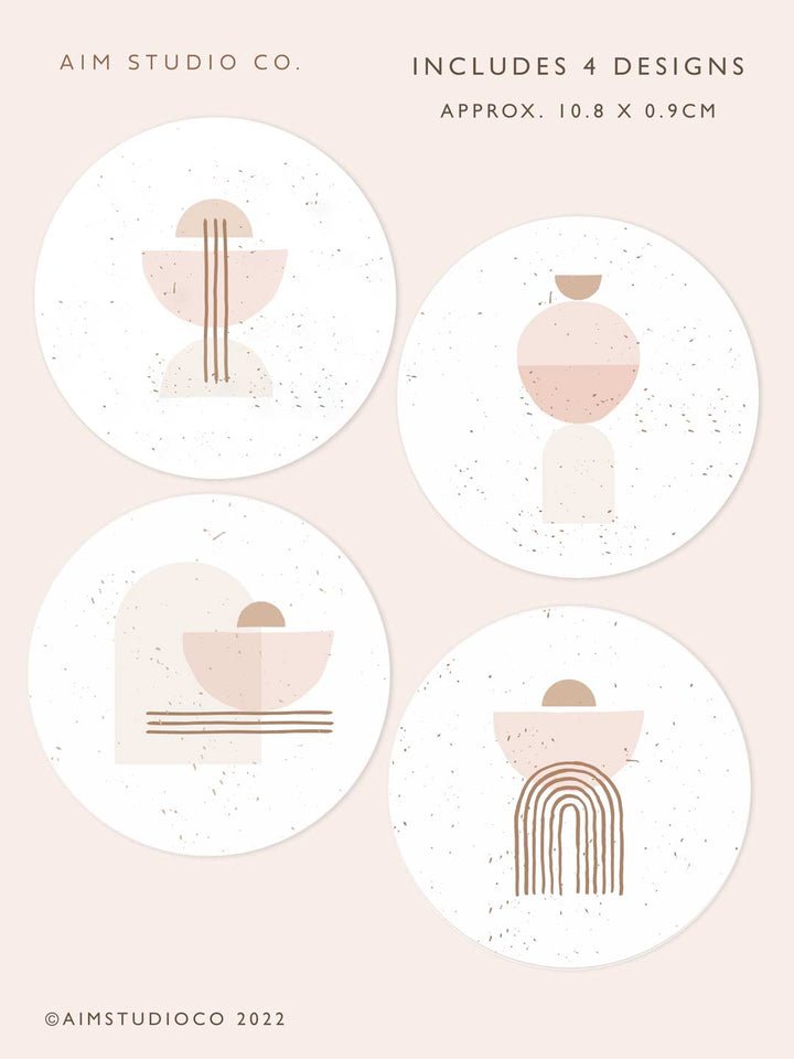 Set of Four Boho Ceramic Coasters