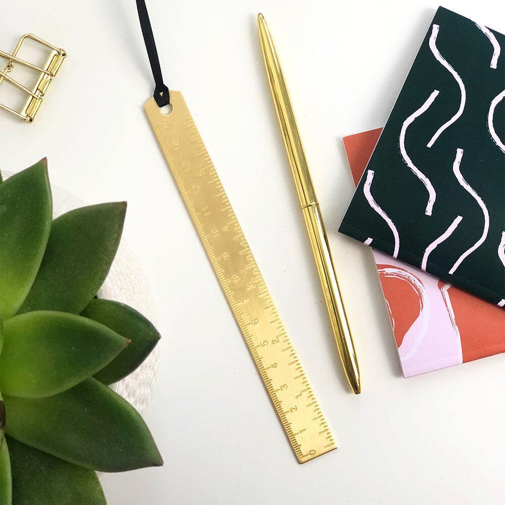 15cm Gold Brass Ruler - Stationery & Office Desk Accessories | AIM Studio Co