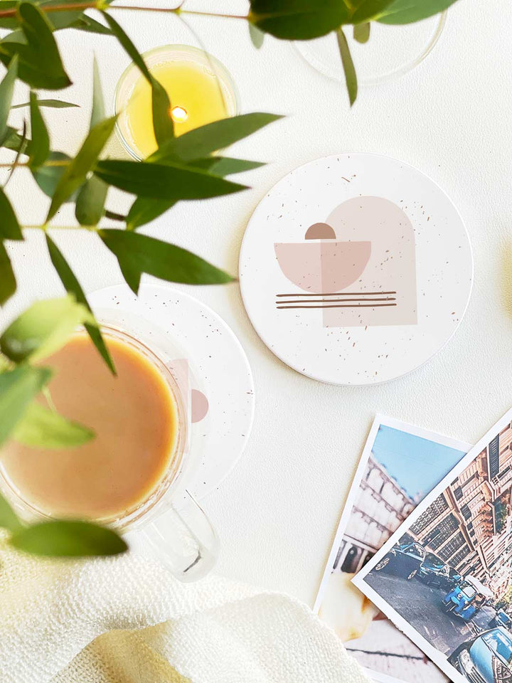 Set of Four Boho Ceramic Coasters