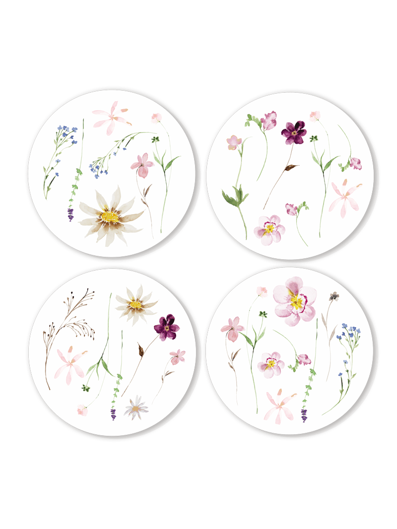 Floral Ceramic Coaster Set