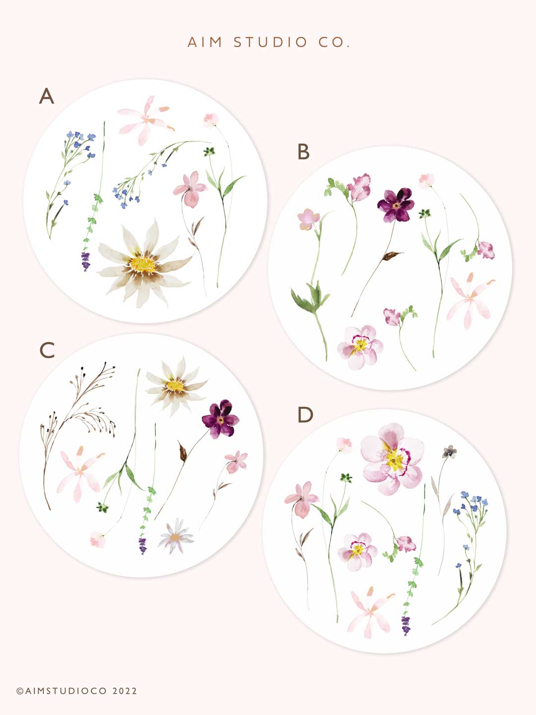Floral Ceramic Coaster Set