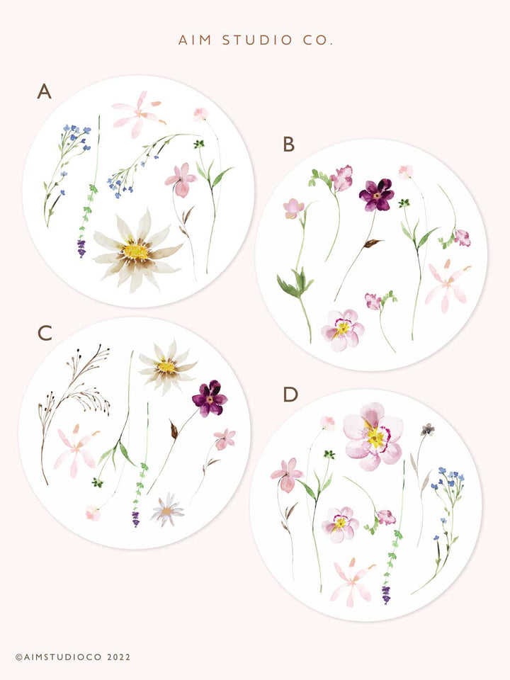 Floral Ceramic Coaster Set