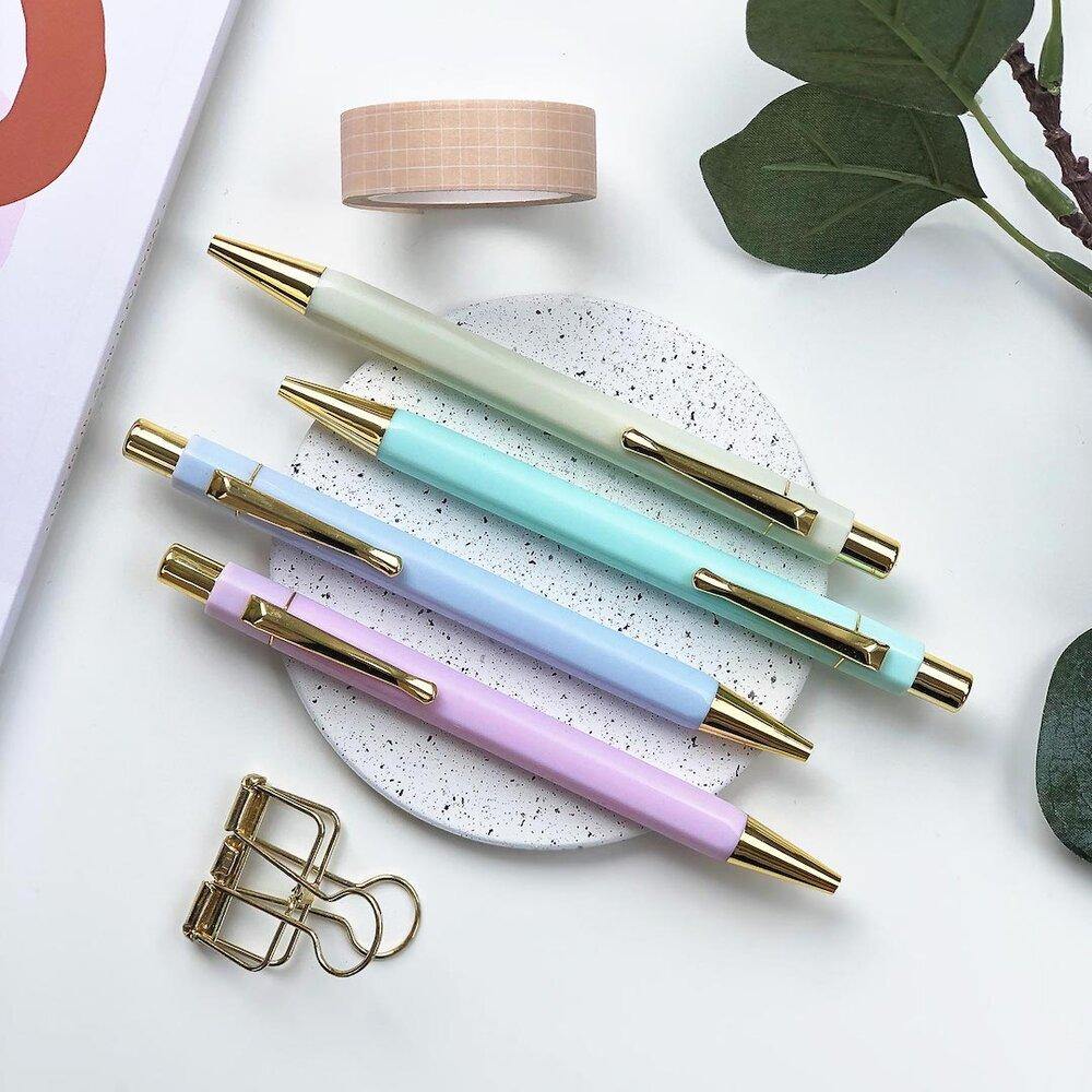 Pastel and Gold Ball Point Hexagonal Pen - Stationery & Office Desk Accessories | AIM Studio Co