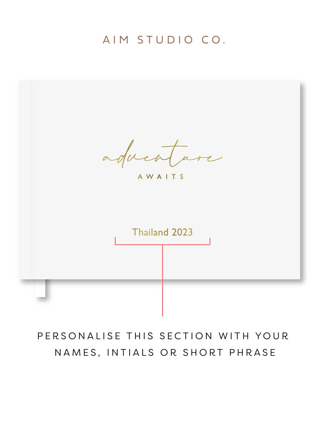 personalisation options for design of white scrapbook cover in gold foil