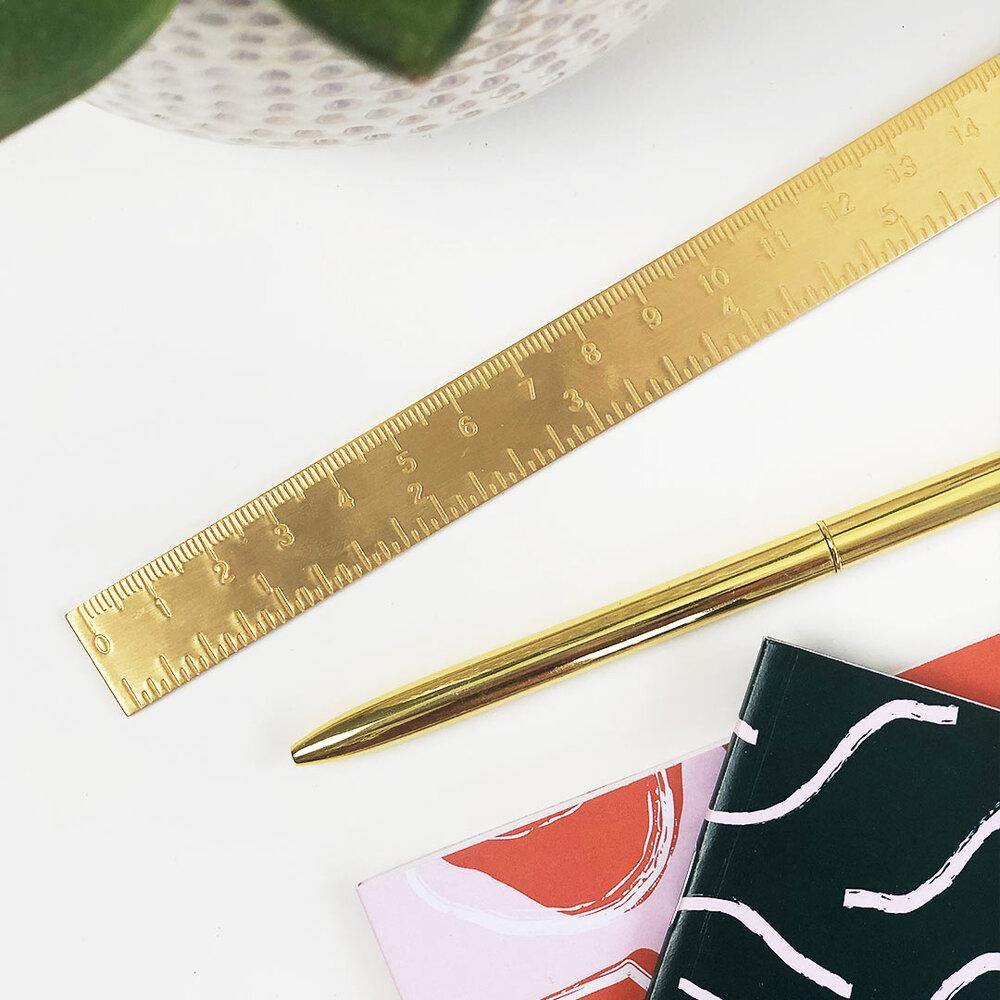 15cm Gold Brass Ruler - Stationery & Office Desk Accessories | AIM Studio Co