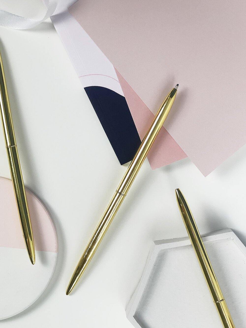 Slim Line Gold Pen - Stationery & Office Desk Accessories | AIM Studio Co