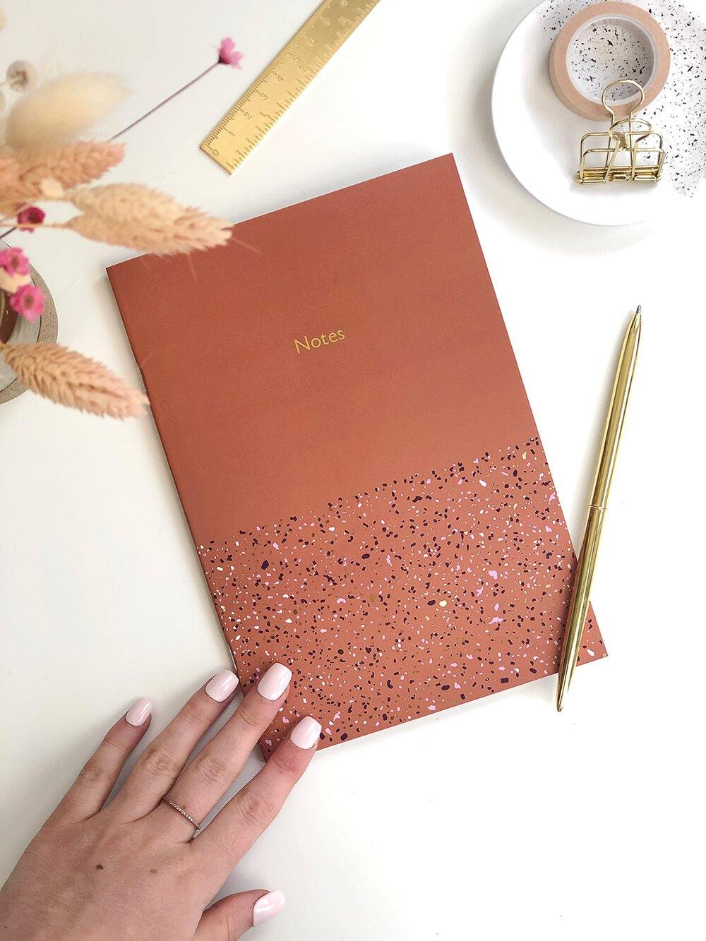 Gold Foiled Terrazzo Notebook Set - Stationery & Office Desk Accessories | AIM Studio Co