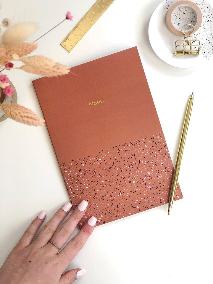 Gold Foiled Terrazzo Notebook Set - Stationery & Office Desk Accessories | AIM Studio Co