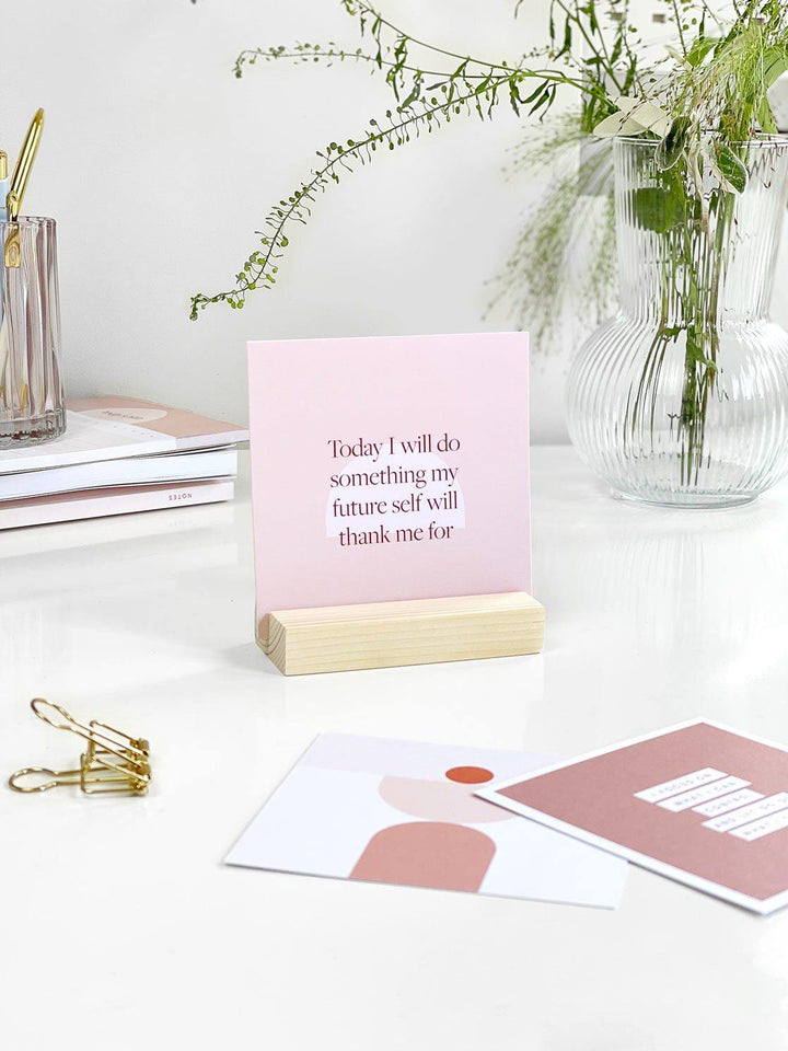 Positive Daily Affirmation Card Bundle with Holder - Stationery & Office Desk Accessories | AIM Studio Co