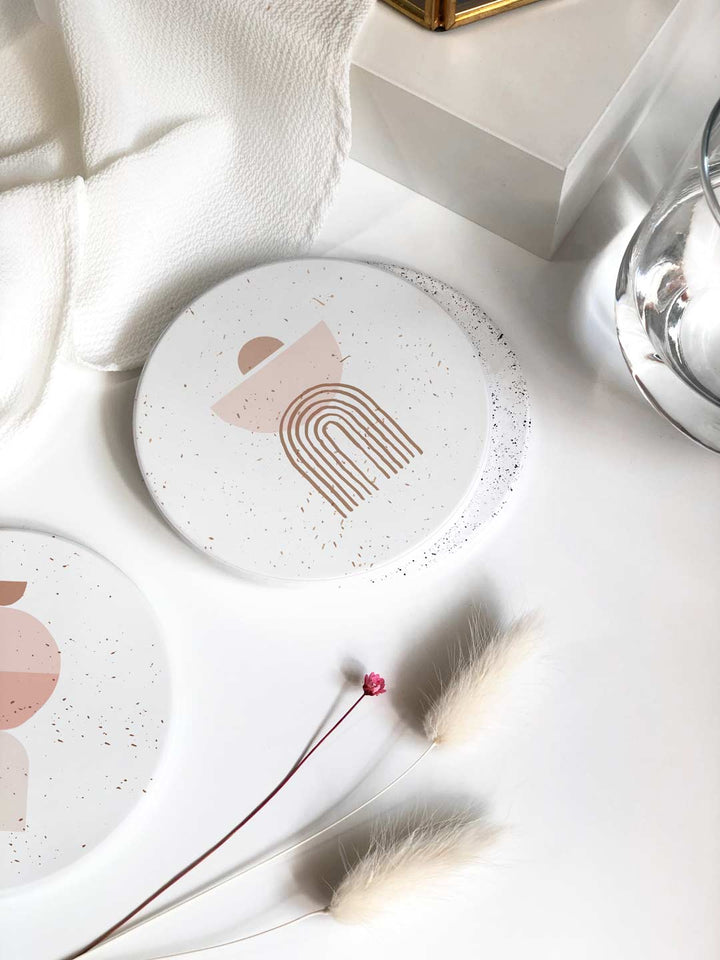 Set of Four Boho Ceramic Coasters