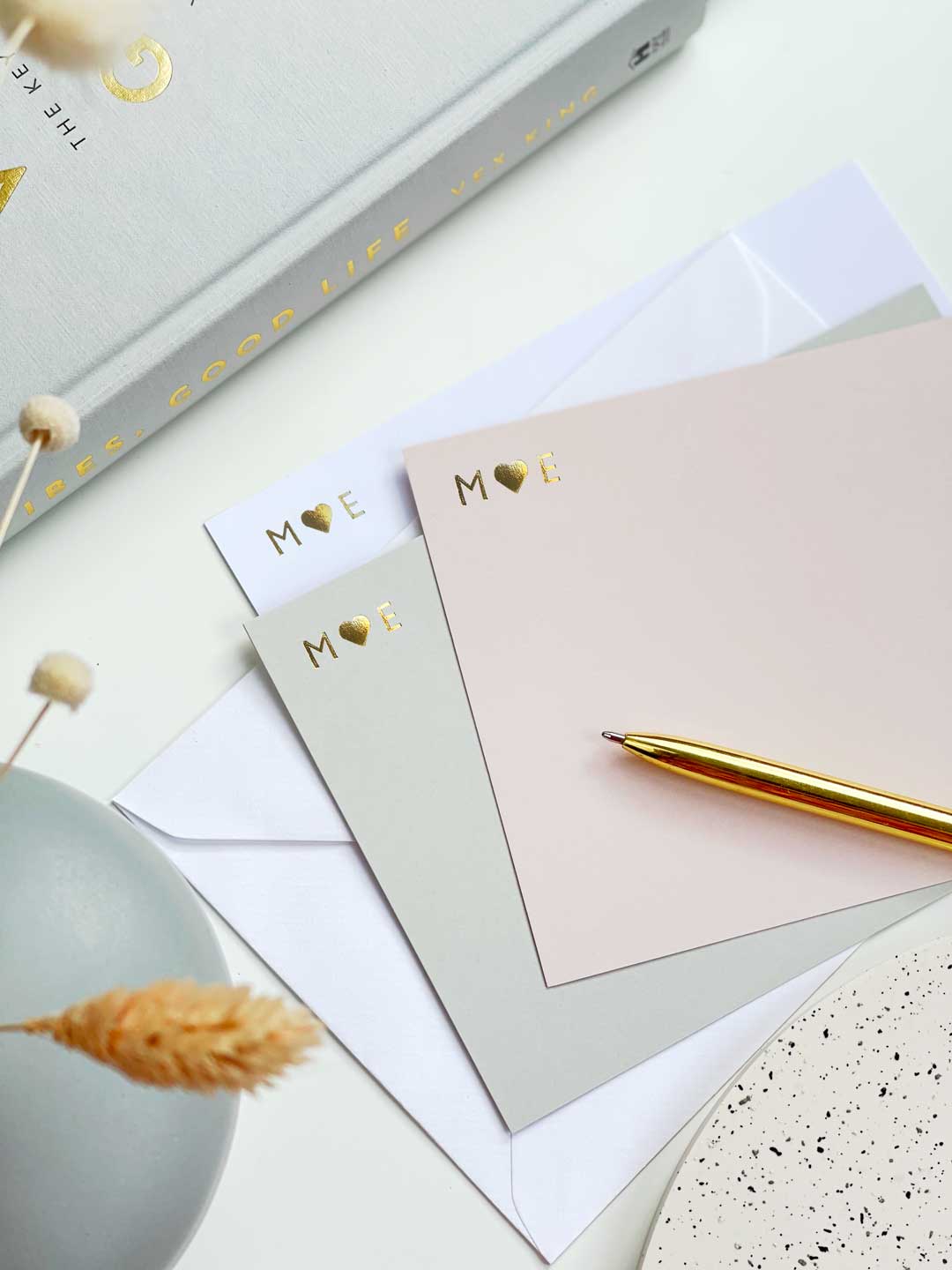 Personalised Gold Foiled Notecard Set with Heart