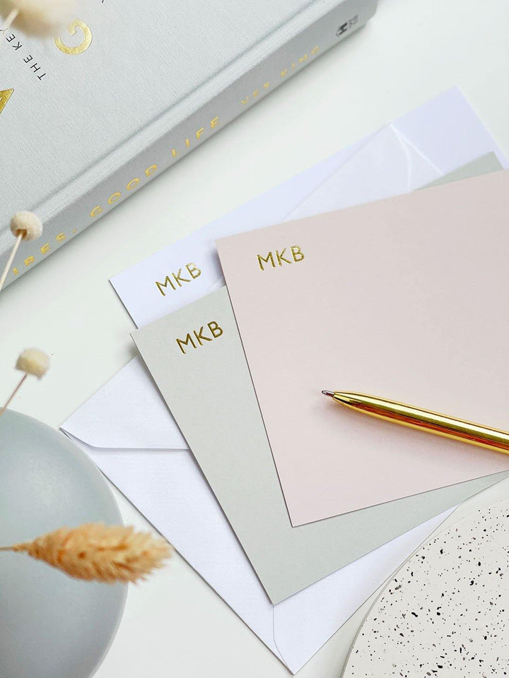 Personalised Notecard Set, Gold Foil Embossed Note Cards - Stationery & Office Desk Accessories | AIM Studio Co