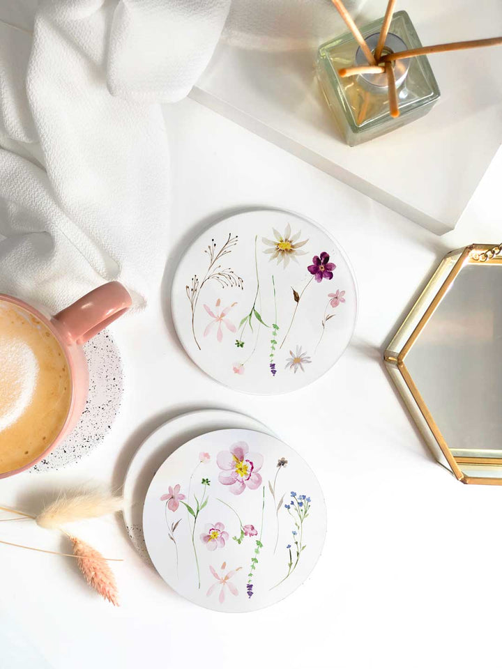 Floral Ceramic Coaster Set