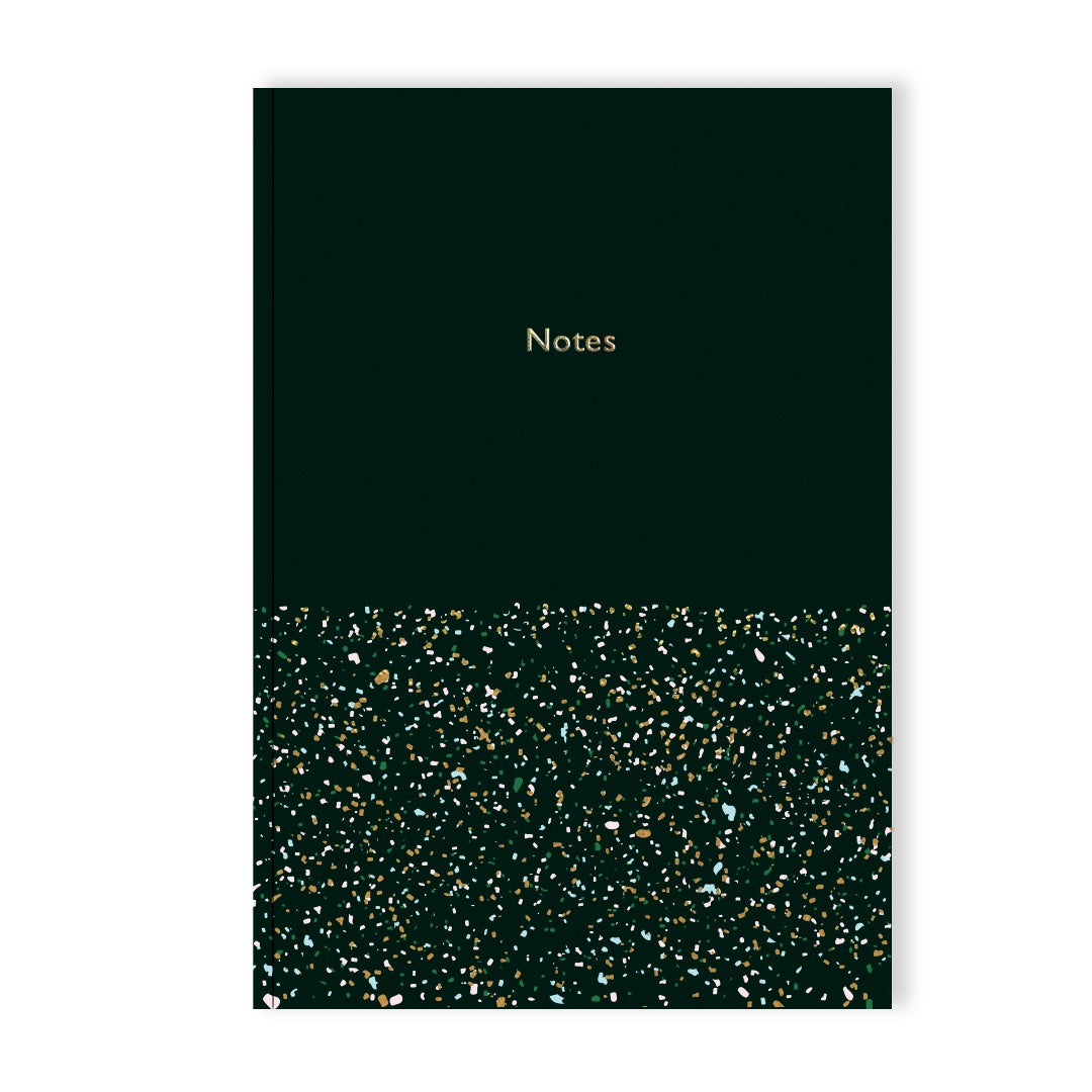 SECONDS | Gold Foiled Terrazzo Notebook in Deep Green
