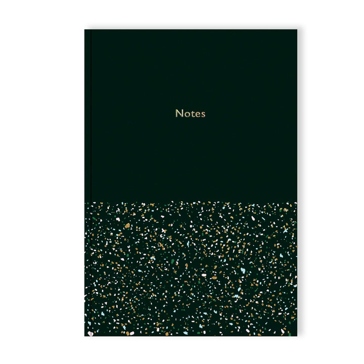 SECONDS | Gold Foiled Terrazzo Notebook in Deep Green