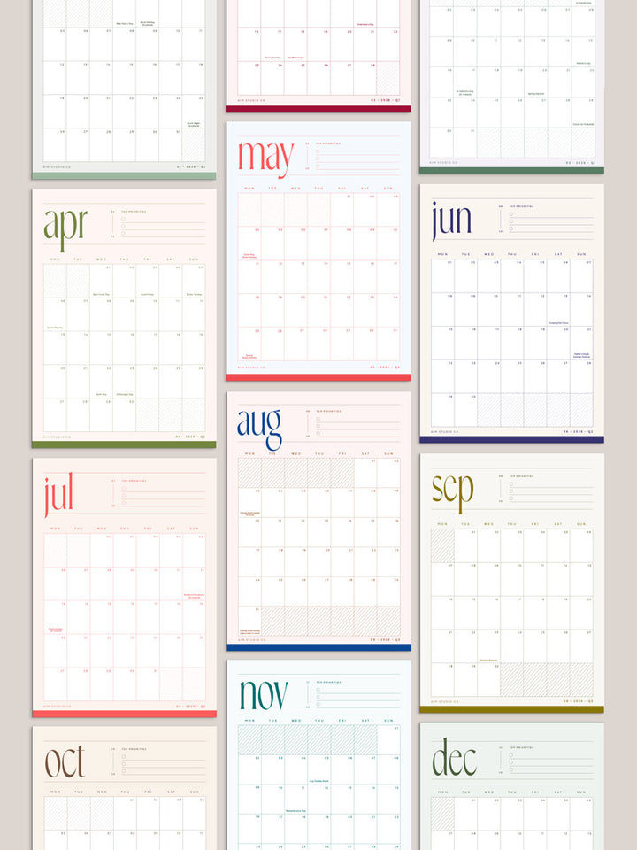 2026 Minimalist Wall Calendar: Large A3 or A4