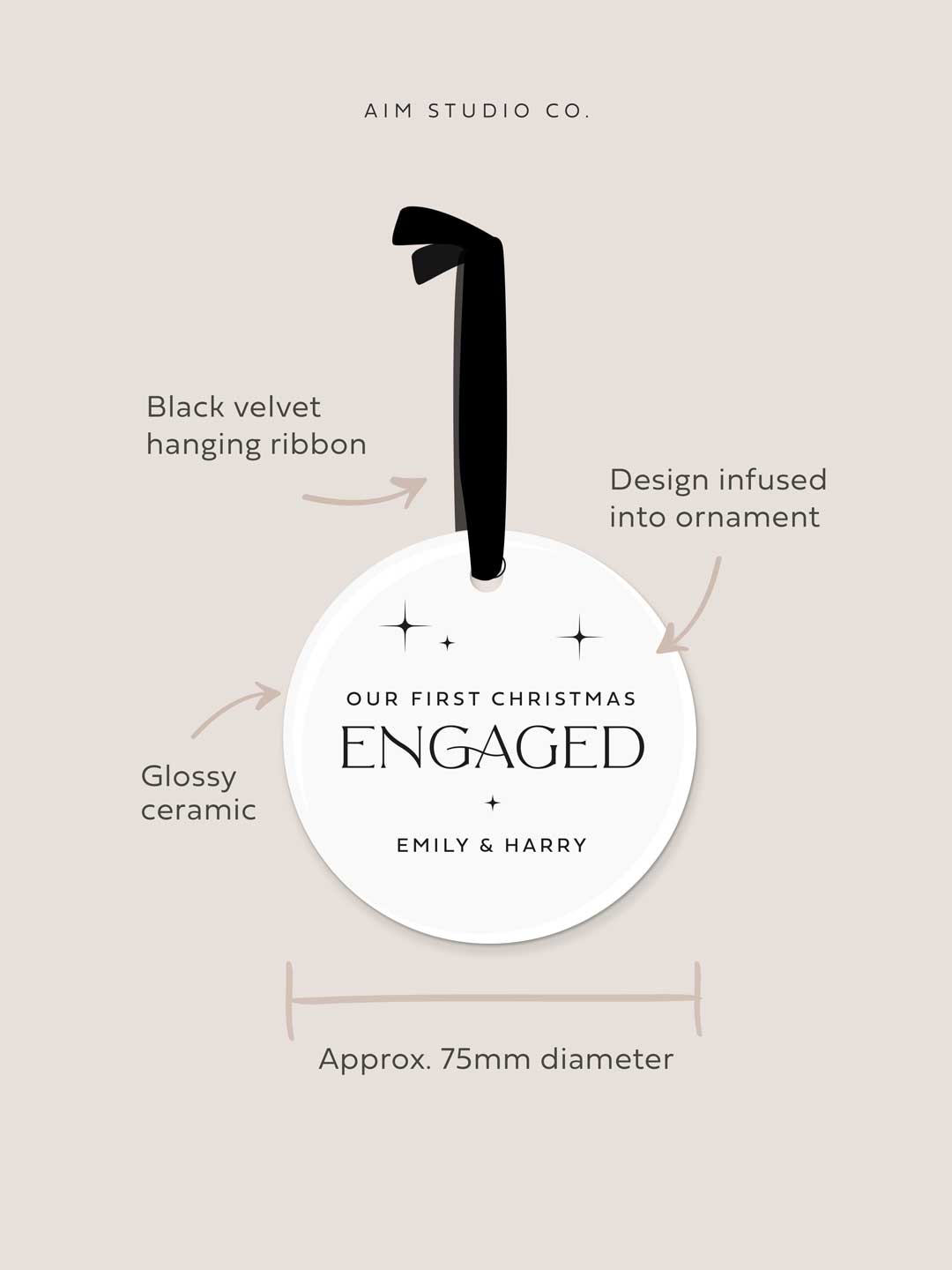 'Our First Year Engaged' Personalised Christmas Bauble