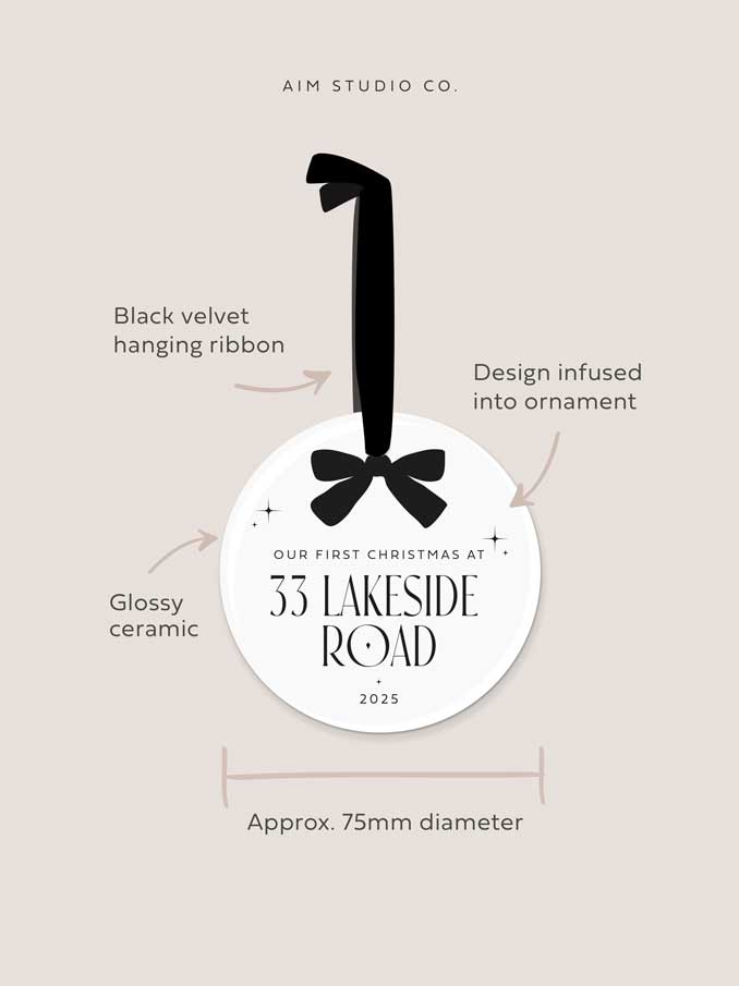 Personalised First Christmas in New Home Ceramic Bauble