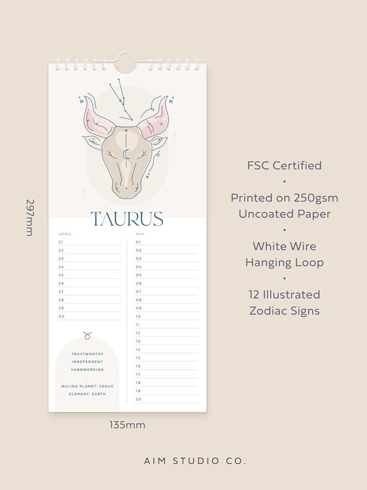 CLEARANCE: Illustrated Zodiac Birthday Calendar