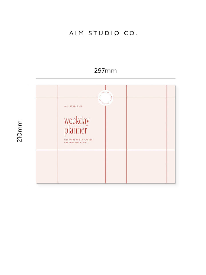 A4 Weekday Time Blocking Planner Notepad - Pale Pink