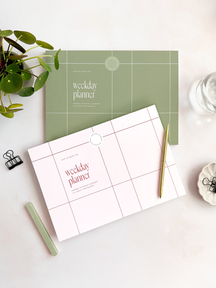 A4 Weekday Time Blocking Planner Notepad - Pale Pink