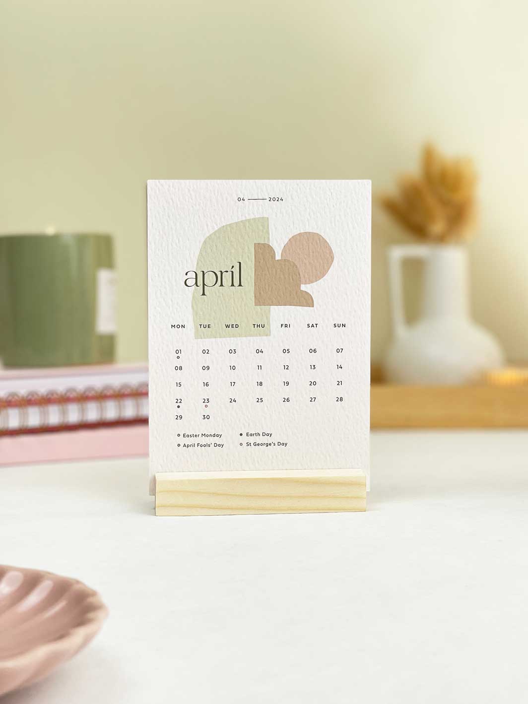 2024 Desk Calendar with Wood Stand