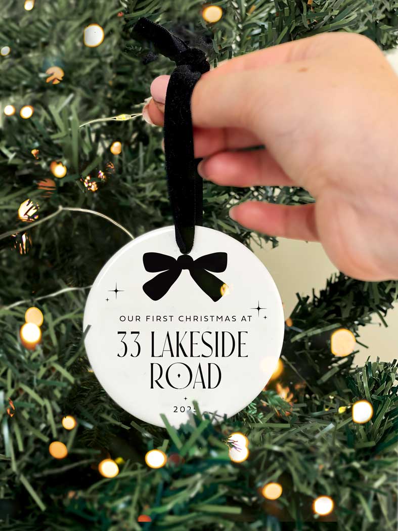 Personalised First Christmas in New Home Ceramic Bauble