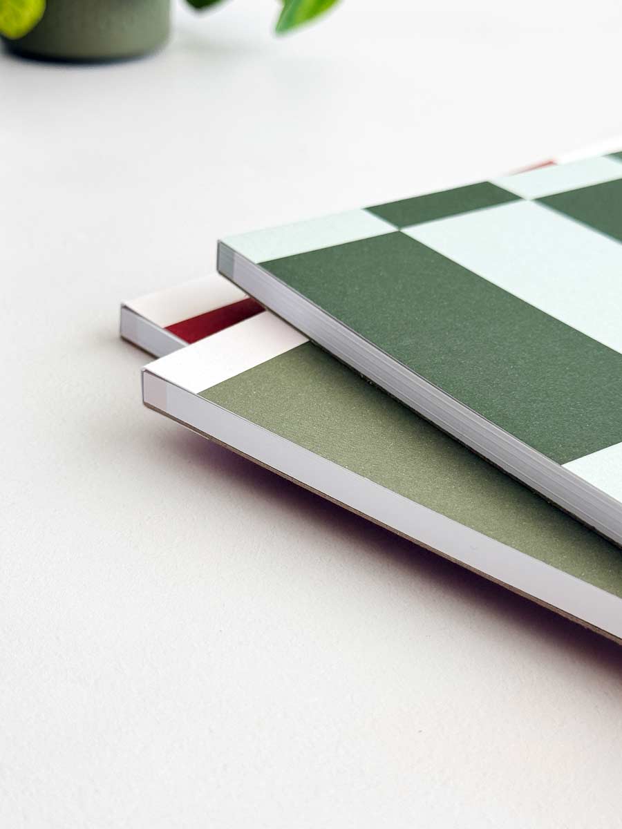 A4 Weekly Planner Notepad | Checkerboard Sage & Forest Green