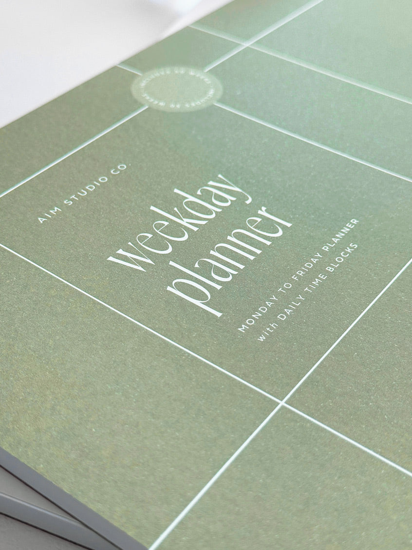 A4 Time Block Weekday Planner Notepad - Sage Green