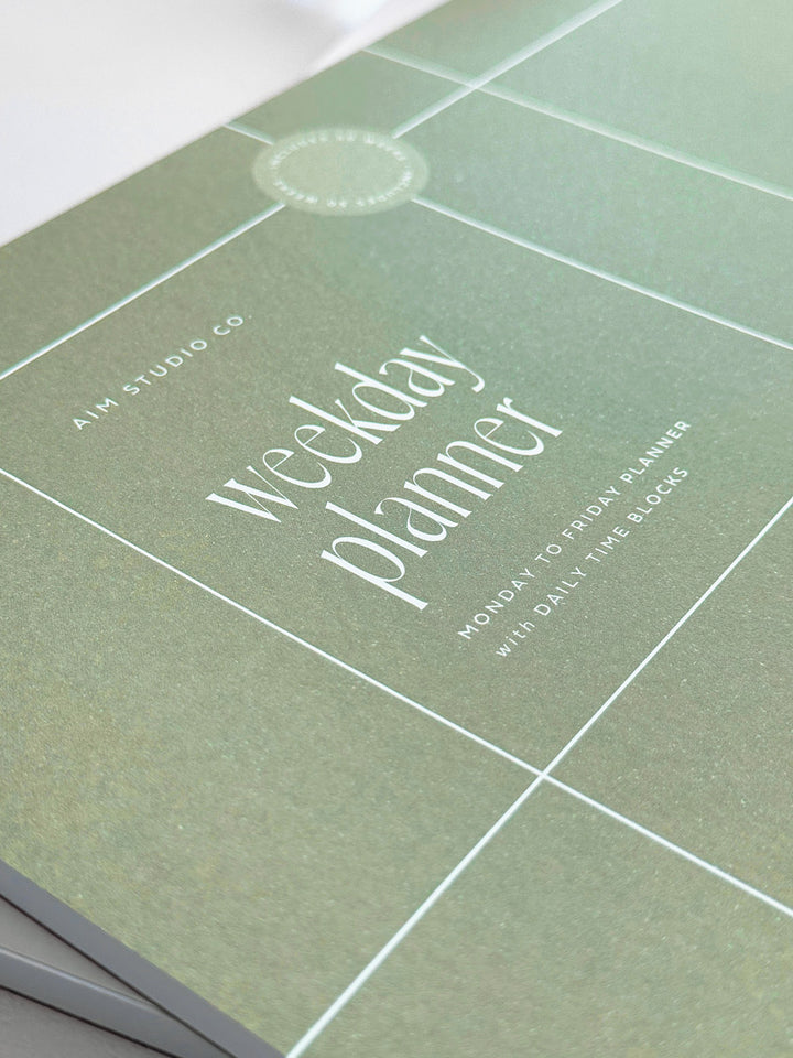 A4 Time Block Weekday Planner Notepad - Sage Green