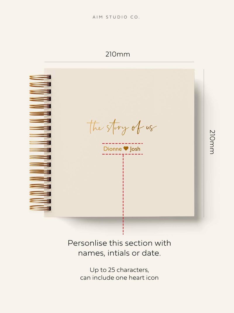 Story Of Us Journal, Couples Scrapbook, Softcover Couples Journal 8.5x8.5,  90 Pgs. Embossed Gold Foil, Couple Scrapbook Album, Memory Book Couples