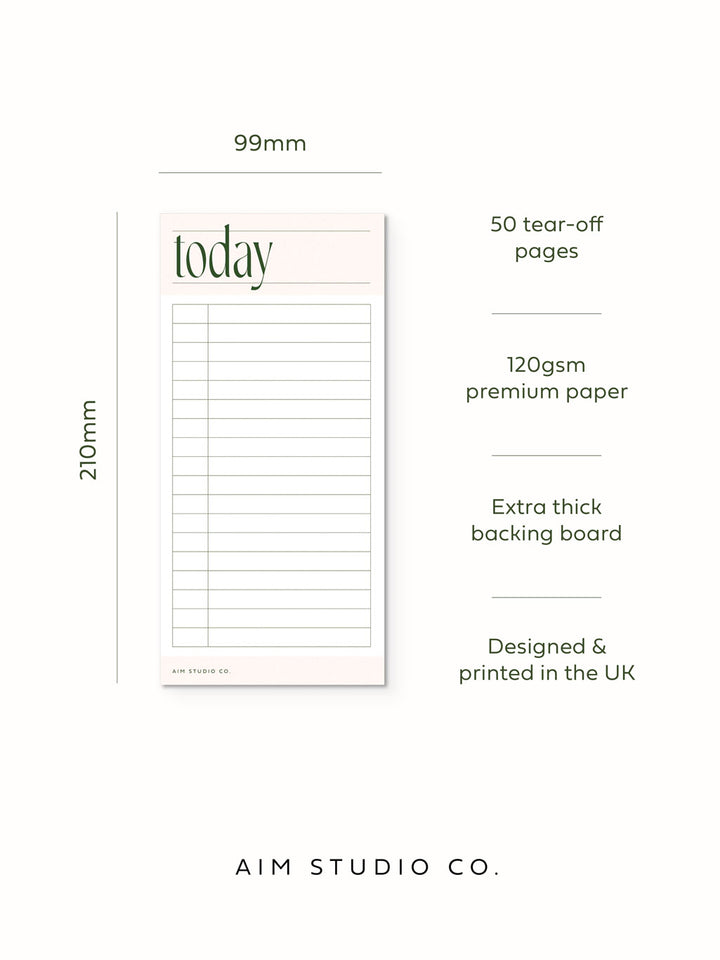Daily Time Blocking Planner Notepad | Pale Pink
