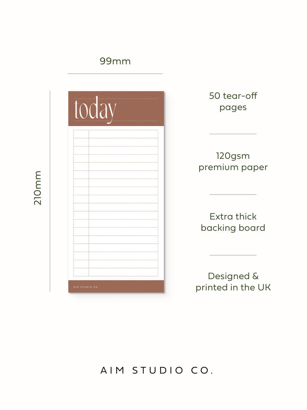 Daily Time Blocking Planner Notepad | Rust Brown