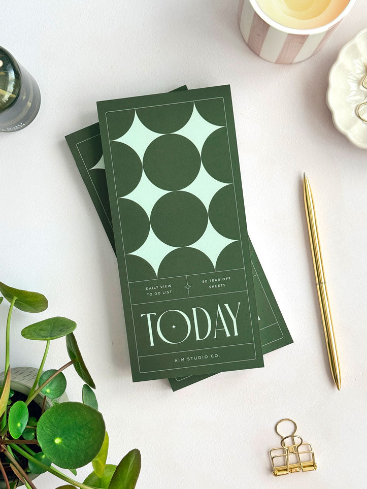 Slim To Do List Notepad with Retro Cover, Green