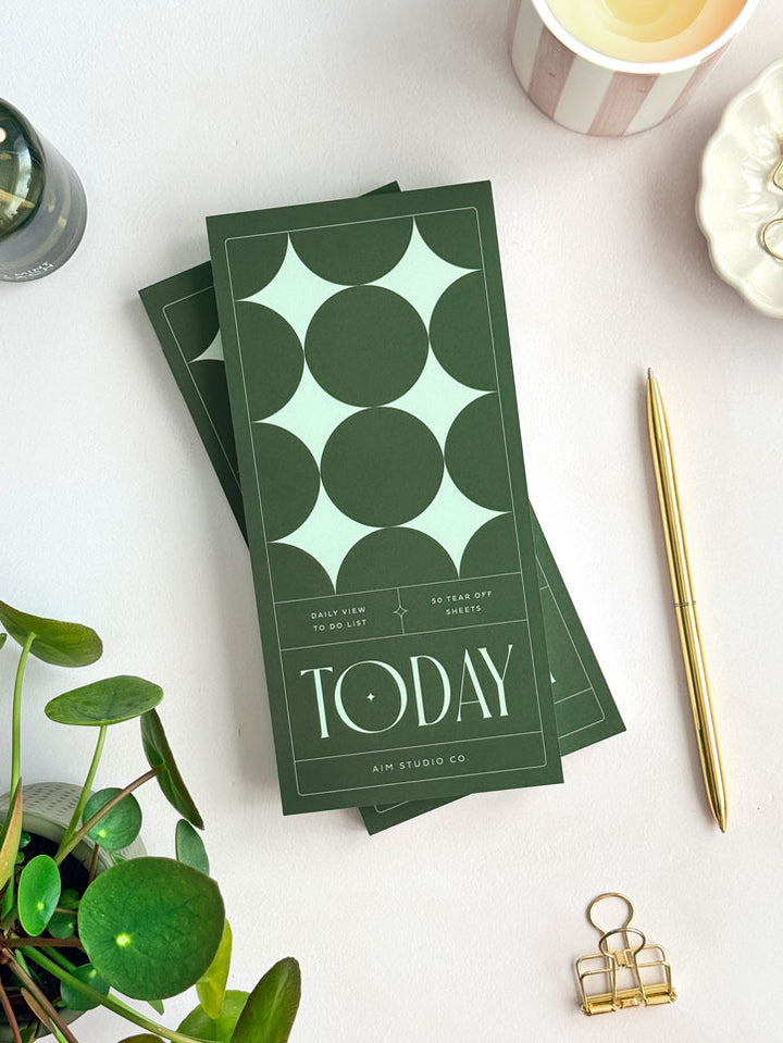 Slim To Do List Notepad with Retro Cover, Green