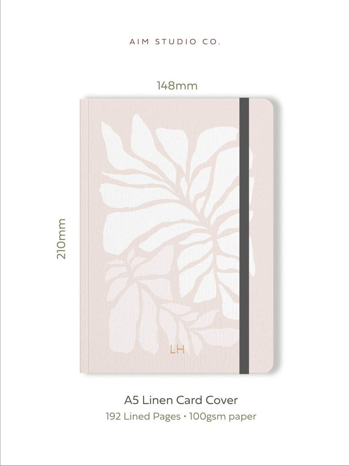 Pink 'Linen' Cover Lined A5 Personalised Notebook