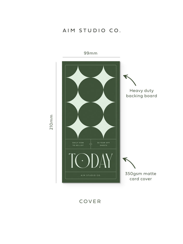 Slim To Do List Notepad with Retro Cover, Green