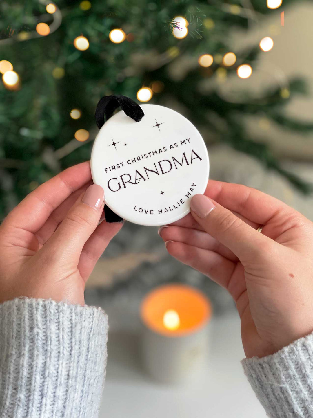 Personalised 'First Christmas as' Grandparent Ceramic Bauble