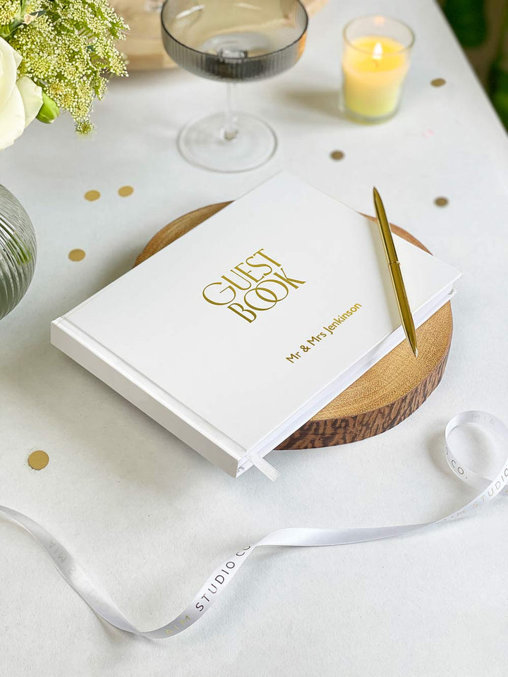 SECONDS | ONE-OFF: Personalised Hardcover Wedding Guest Book with Gold Foil