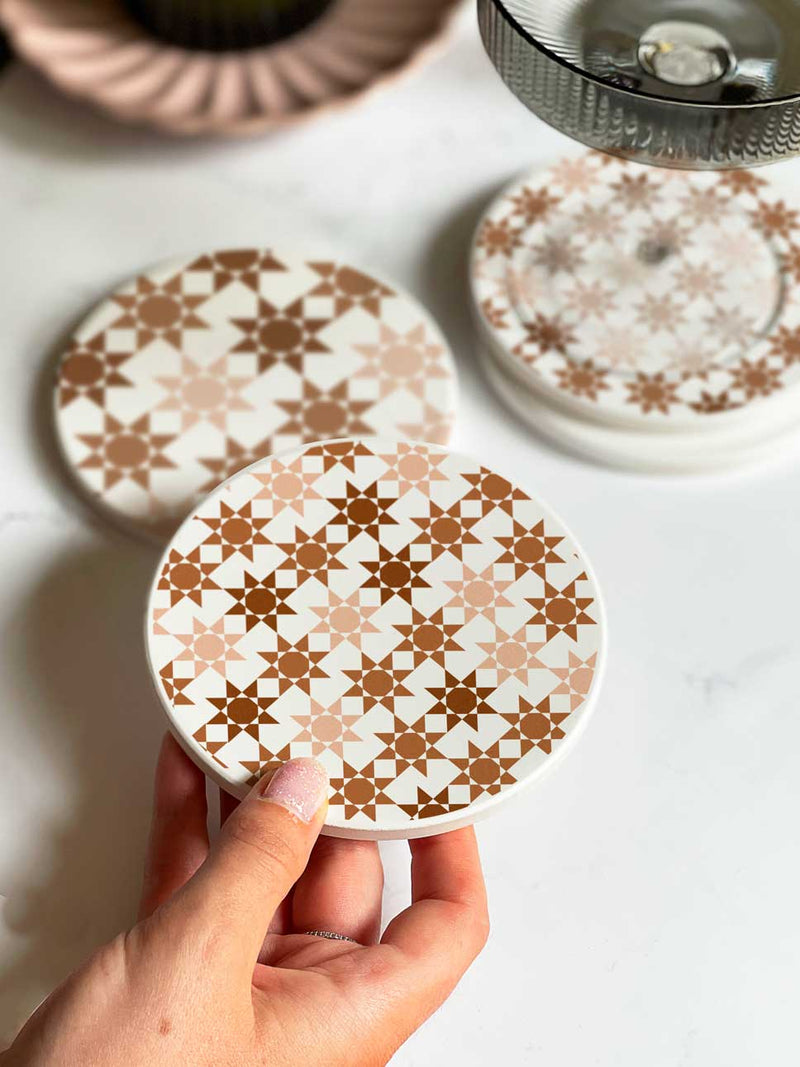 Patterned Tile Ceramic Coaster Set