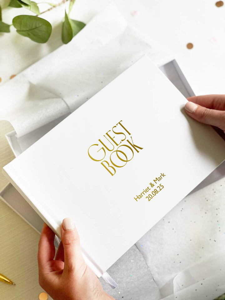 SECONDS | ONE-OFF: Personalised Hardcover Wedding Guest Book with Gold Foil