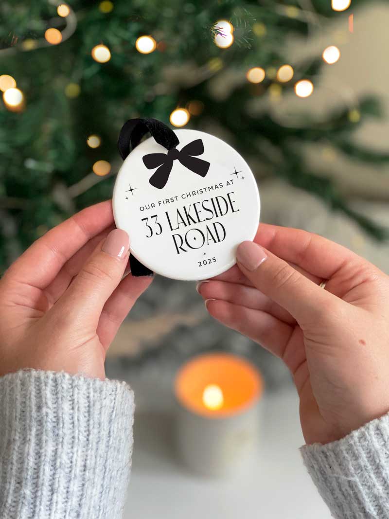 Personalised First Christmas in New Home Ceramic Bauble