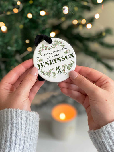 First Christmas Married Ceramic Bauble